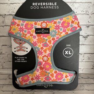 Lucy & Co Reversible Flower/Rainbows Dog Harness Size XL NWT